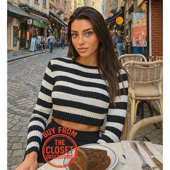 ZARA Striped Crop Top NWT - Picture 1 of 11